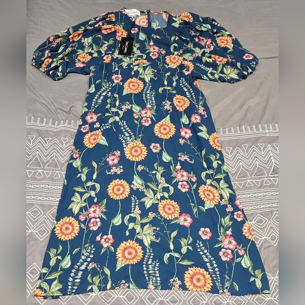 Sara Campbell Ellower Sunflower Midi Dress Size Medium